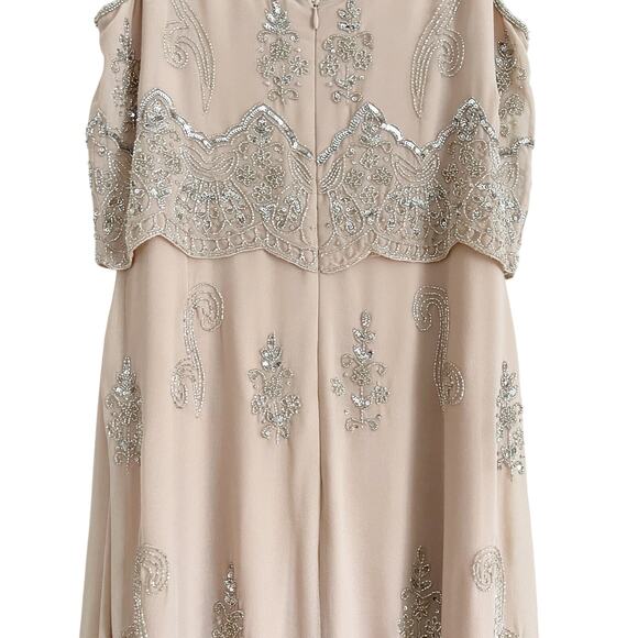 ADRIANNA PAPELL English Rose Long Beaded Bridesmaid Dress 6 - Picture 8 of 11